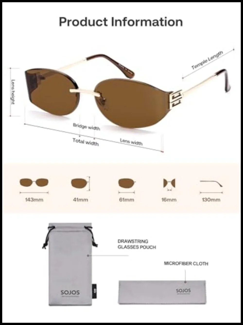 Trendy Oval Rimless Metal Sunglasses UV400